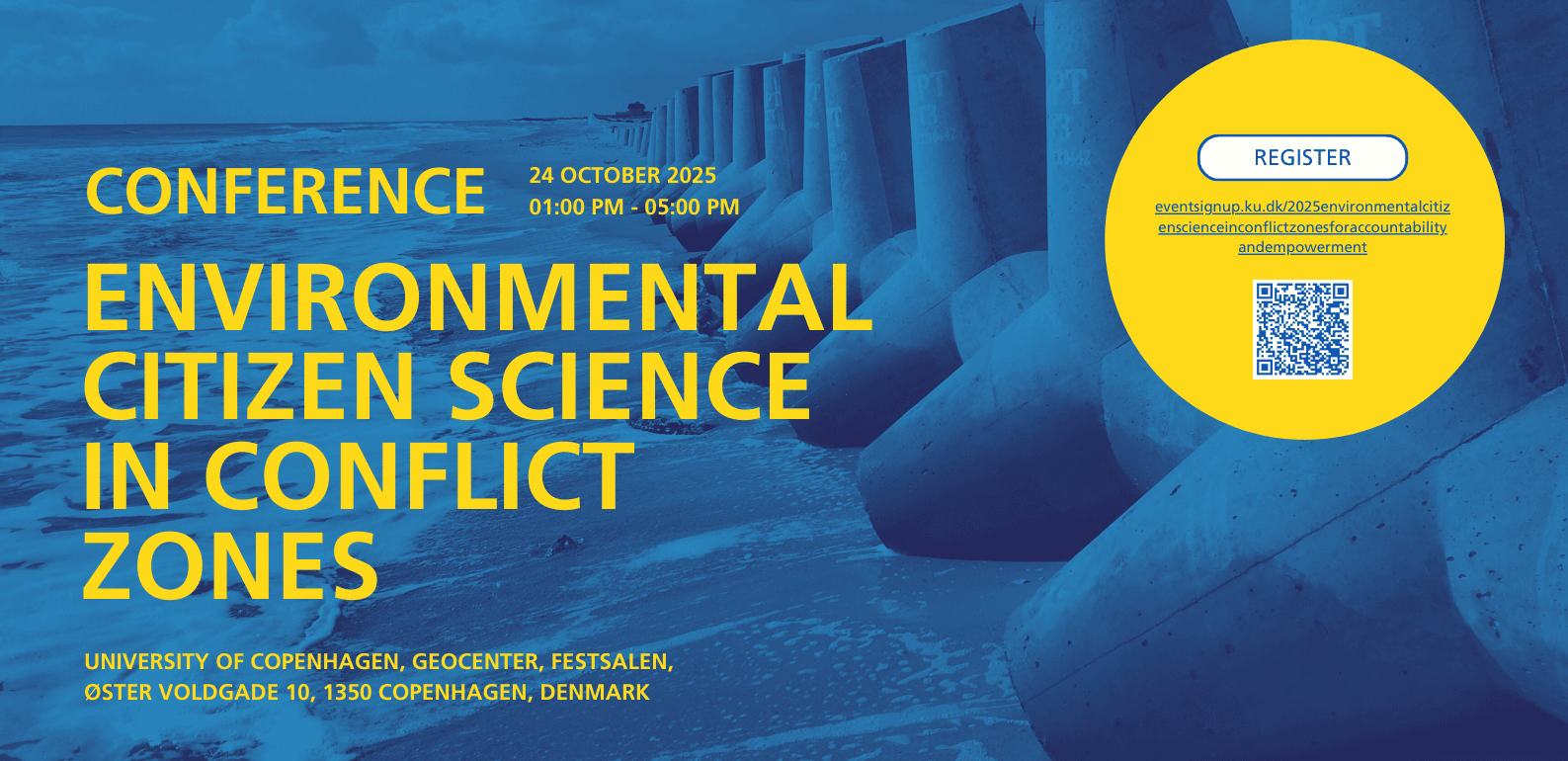 Conference banner with the title "Environmental citizen science in conflict zones".