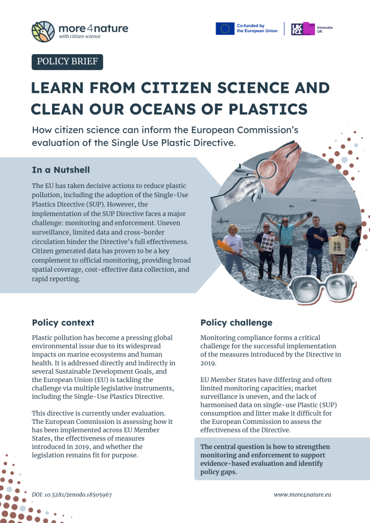 Cover of the Policy Brief on plastic contamination of oceans