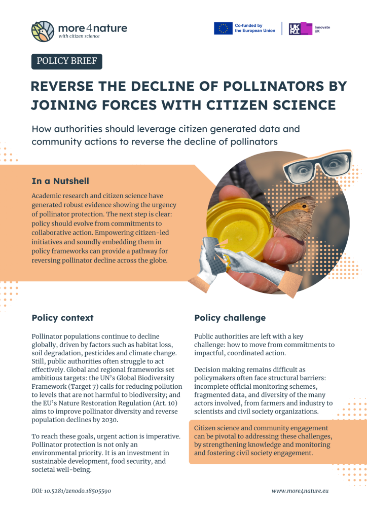 Cover of the Policy Brief on pollinators